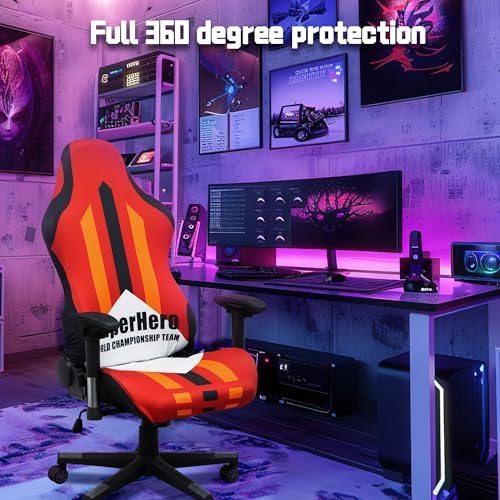 Gaming Chair Covers,Stretchable Computer Chair Cover,Ergonomic Office Chair Cover,for Anti Cat Scratch Protection of Computer Gamer Chair Slipcovers,Racing Chair Covers (Only Covers,Superhero Red)