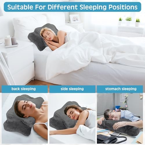 Hahafelt Cervical Neck Pillow Case Plush with Zipper, Dark Gray, Queen Size