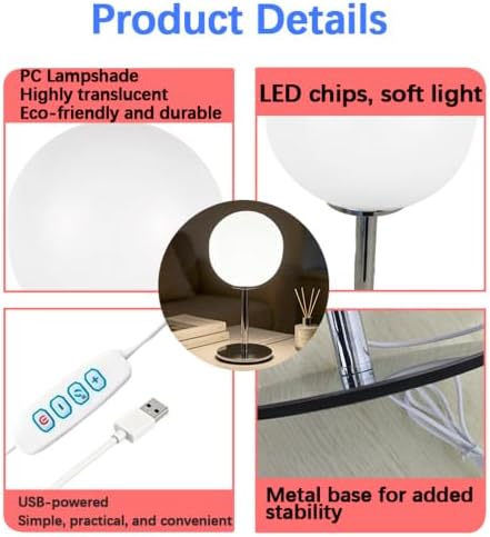 Bauhaus Globe LED Table Lamp, Bedside Lamp for Bedroom Decor