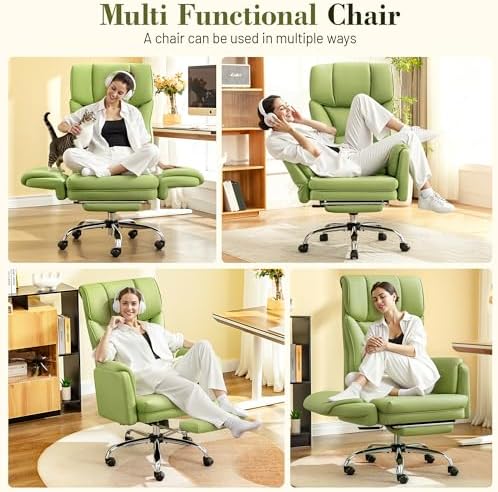 Office Chair, Flip Armrests for Pets Criss Cross Legged,Avocado Green