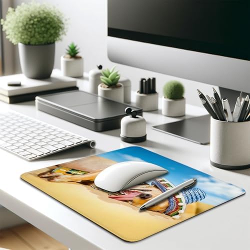Funny Drunk Chihuahua Dog Mouse Pad, Cute Yellow Lab Puppy Summer Desk Mat