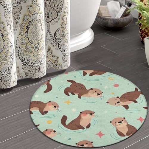 Circular Rugs Large Modern Round Area Rug Fashion Decor Mat for Home Office Sea Otters