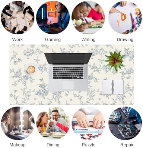 QIYI PU Leather Large Mouse Pad, Waterproof Desk Mat, 31.5" x 15.7", Toile