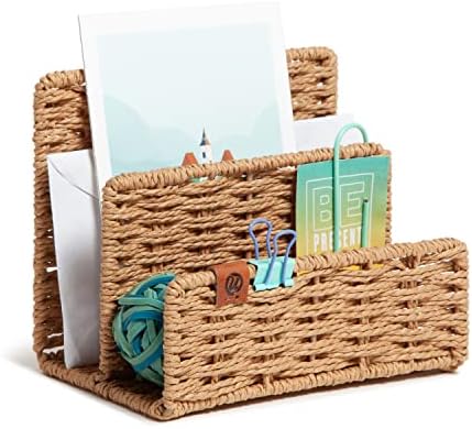 U Brands Mail Organizer, Woven Letter Sorter, Desk Organizer, Wicker Woven