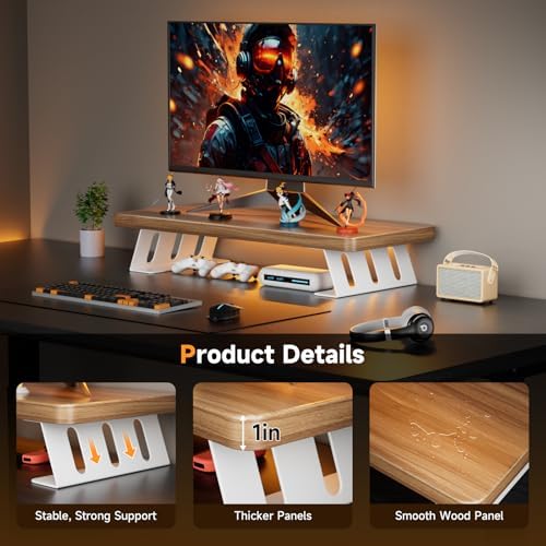 Monitor Stand Riser, 24 Inch Wood Desk Monitor Riser for Laptop/PC/Printer