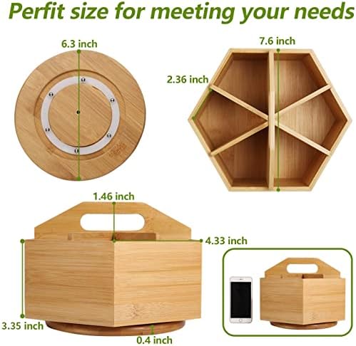 Marbrasse Bamboo Art Supply Organizer, Rotating Pencil Pen Holder, Office Supplies Desktop Storage Caddy, Like Colored Pencils, Pen, Markers, Paint Brushes