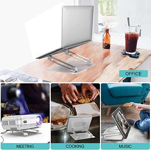 Adjustable Laptop Riser, Ergonomic Aluminum Stand with Heat-Vent, Compatible for MacBook, Dell, HP & More 10-17" Laptops (Silver)