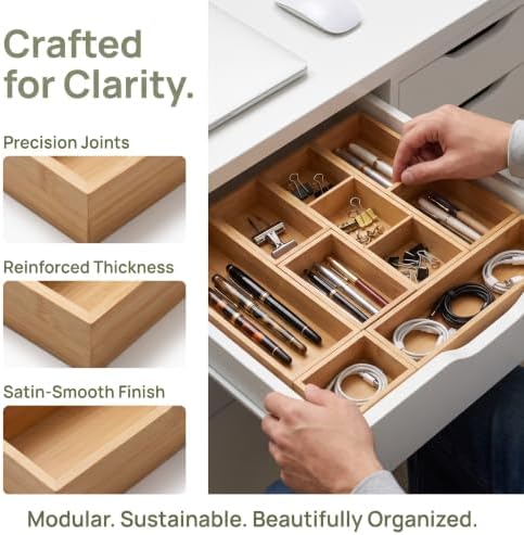 Bamboo Drawer Organizer, Natural, M