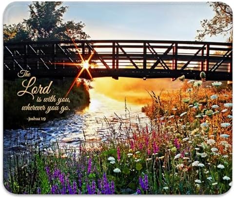 The Lord is with You Wherever You Go Mouse Pad, Christian Quote Desk Mat