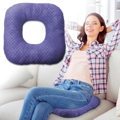 Donut Pillow for Tailbone Pain, Hemorrhoid Pillow (Grape)