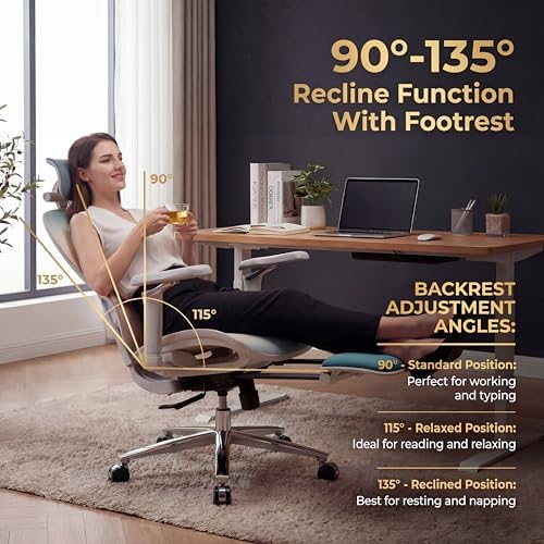 Ergonomic Massage Office Chair, Big & Tall 400lbs, Mesh, Gray