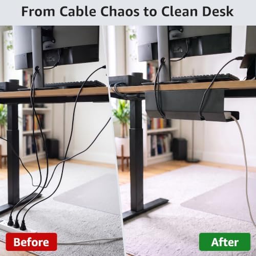 Aothia Under Desk Cable Management Tray, 2 Pack (16.5 in, Metal, Black)