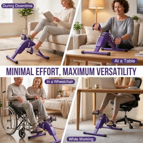 Under Desk Bike Pedal Exerciser for Arms and Legs, Foldable Mini Exercise Bike with LCD Display and Adjustable Resistance for Home and Office