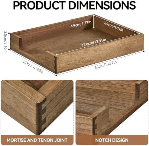 KIRIGEN Wooden Letter Tray, Single-Tier Paper Organizer for Desk, Brown TP