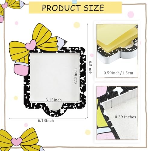 Back to School Sticky Note Holder Pencil Bow for Teacher Desk