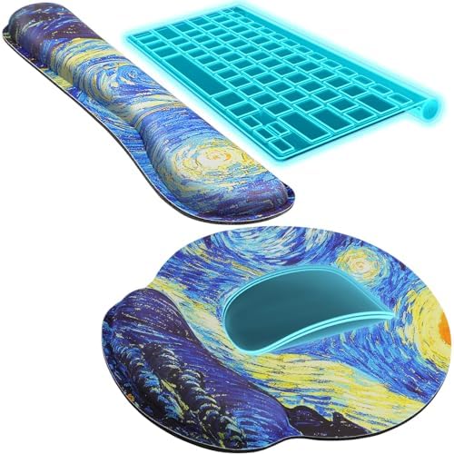 KTRIO Keyboard Wrist Rest & Mouse Pad with Wrist Rest, Starry Night