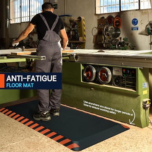 FEATOL Anti Fatigue Mat Industrial, Ergonomic Standing Floor Mat for Work for Stand -Safety Support for Leg & Back Pain(Orange Border, 20" x 59", 2PC)