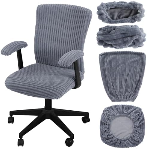 Tallew 4 Pieces Office Chair Covers Set Desk Computer, Dark Grey