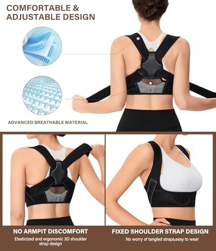 URSEXYLY Posture Corrector for Women Breathable Back Brace For Posture Adjustable Back Straightener Support for Neck Shoulder Clavicle and Upper Back Pain Relief(2XL/3XL,Black)