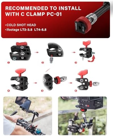 IFOOTAGE Spider Crab Super C Clamp,Monitor Clamp with 1/4'' & 3/8'' Screw