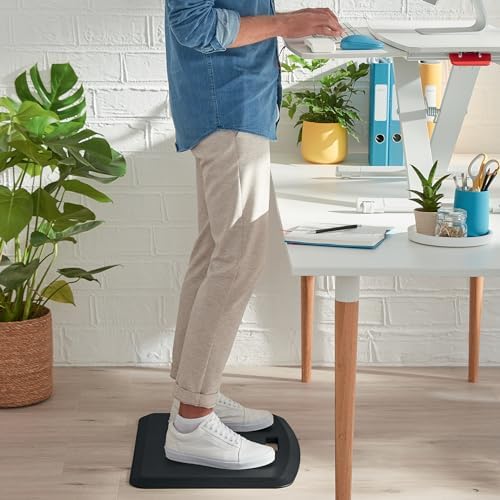 Leitz Anti Fatigue Mat, Cushioned Floor Mat for Home Or Office, Includes Handle, Reduces Fatigue, Leg & Foot Pain, Compact Size, Made from Strong, Soft Foam, Ergo Cosy, Velvet Grey, 53690089