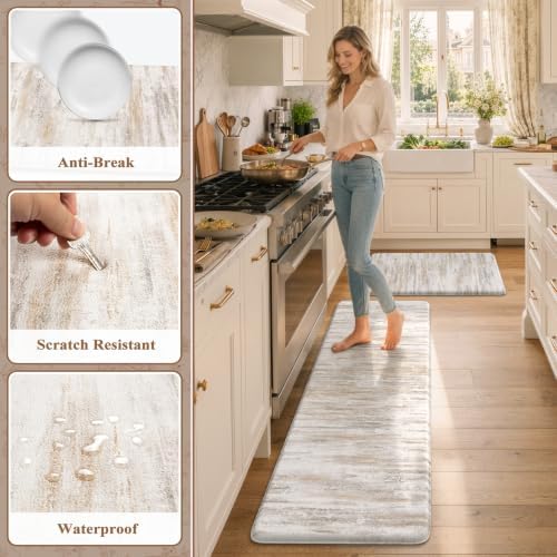 KIMODE Anti Fatigue Kitchen Mats for Floor,Farmhouse Kitchen Rugs Sets of 2