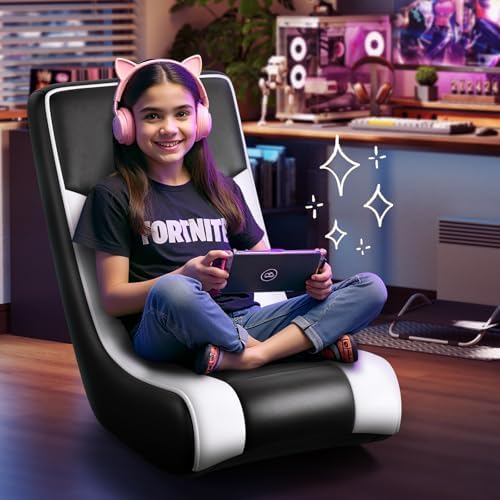 GTPLAYER Floor Rocker Gaming Chair – Adjustable Angle Limiter, Ultra Lightweight Ergonomic Floor Rocking Game Seat for Gaming and Lounging, White