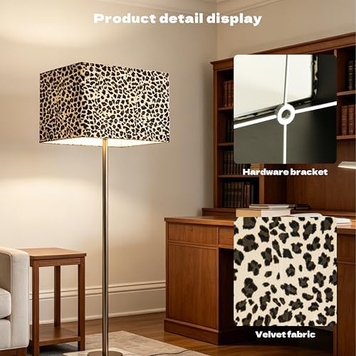 GO&SO Rectangle Lamp Shades Set of 2 Large,Leopard Shade Art,16"Lx8"W x10"H