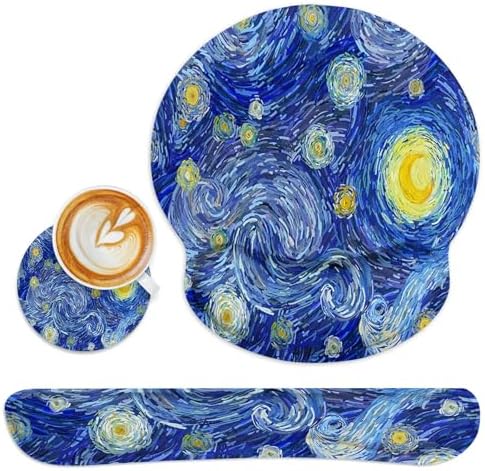 Britimes Ergonomic Mouse Pad Set with Wrist Rest, Abstract Night Sky
