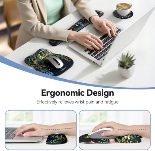 TECKNET Gel Ergonomic Mouse Pad & Keyboard Wrist Rest & Coaster