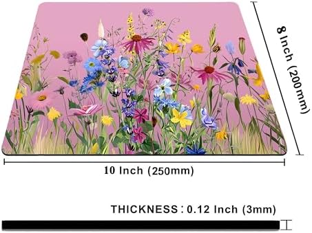 Pink Mouse Pad for Women,Pink Floral Rose Mouse Pads for Desk,Soft Computer Mouse Mat Cute Mousepad Cloth Computer Mouse Pads for Women,Square Waterproof Non-Slip Rubber Base MousePads