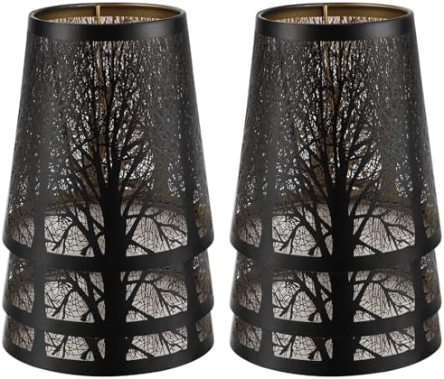 YISUN Chandelier Shades, Small Lamp Shade, Clip On Lamp Shade Outer Black and Inner Gold, Fit for Table Wall Lamp Candle Lamp 4.3 x 5.5 x 5.9 Inch