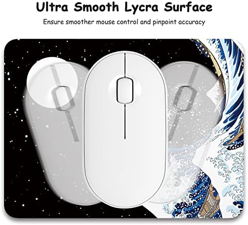 Dapesuom Small Mouse Pad, 6 x 8 Inch Thick Rubber Premium-Textured Non-Slip Portable & Washable Mini Mouse Mat for Women Men Wireless Laptops Keyboard Tray Gaming Computer Office Travel, Waves & Moon