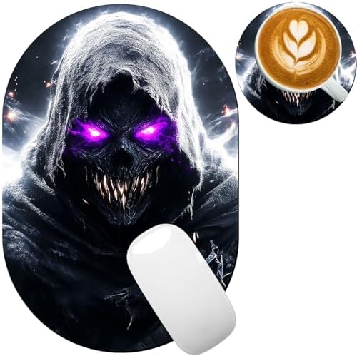 Small Mouse pad, Portable, Waterproof Non-Slip Rubber Bottom, Suitable for Wireless Mouse, Laptop Keyboard Tray for Both Men and Women, Office Travel 7.1x10.6in，Skull with Purple Eyes