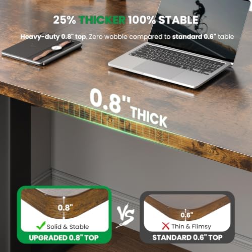 Brown 47x24 in Electric Standing Desk, 0.8 Inch Thick Tabletop