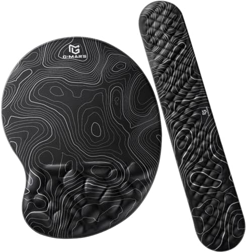 Gimars Upgrade Ergonomic Ultra-Soft Foam Keyboard Mouse Pad Wrist Rest Set, Smooth &Enlarge Wrist Support for Pain Relief, Computer, Laptop, Mac, Gaming, Office