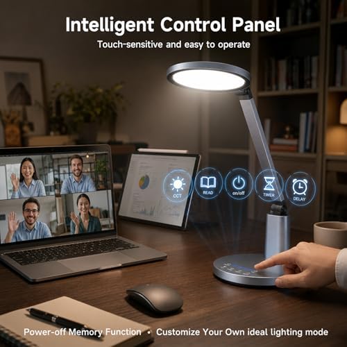Desk Lamp for Home Office, Eye-Caring Diffused Table Lamp