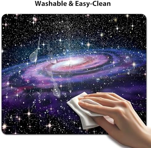 9.5x7.9 Inch Office/Gaming Mouse Pad, Vibrant Spiral Cosmic Galaxy Space Mystical Purple Starry Night, Cute Anti-Slip Mat for Desk Decor