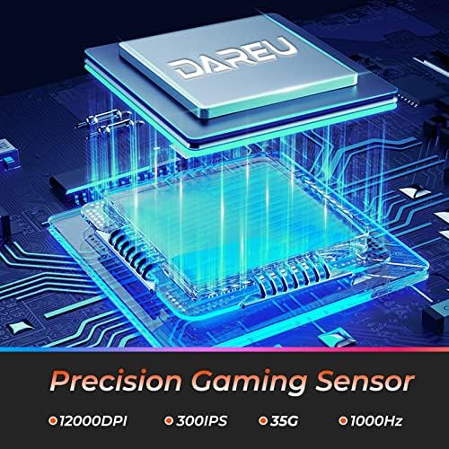 DAREU Wireless Wired Gaming Mouse Rechargeable RGB,6 Programmable Buttons High-Precision Sensor [300IPS] [1000Hz] for PC Notebook Mac