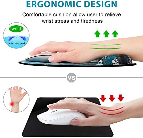Mouse Pads with Gel Wrist Rest Support,Ergonomic Non Slip Memory Foam Wrist Rest Pad Mousepad for Home,Office,Gaming,Computer,Laptop Easy Typing Pain Relief, Van Gogh Painting