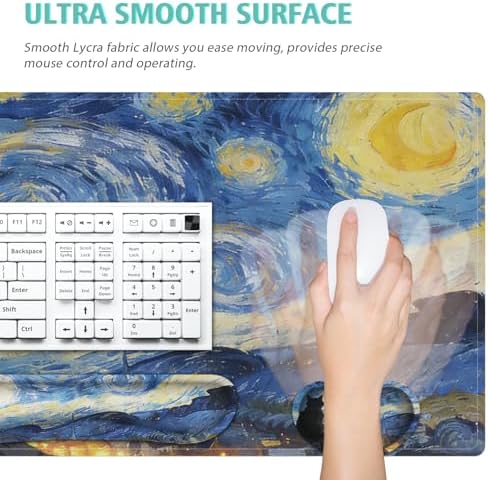 Mouse Pad Set Large Desk,Keyboard Mouse Pad Anime Mousepad with Non-Slip Base and Stitched Edge Mouse Mat Desk Pad 35.4 x 15.7 Mouse Pads for Desk Home Office (Sky Cat)