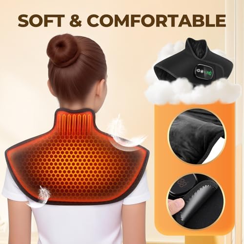 Neck and Shoulder Heating Pad Cordless for Pain Relief, Heated Neck and Shoulder Wrap Electric Warmer Pads