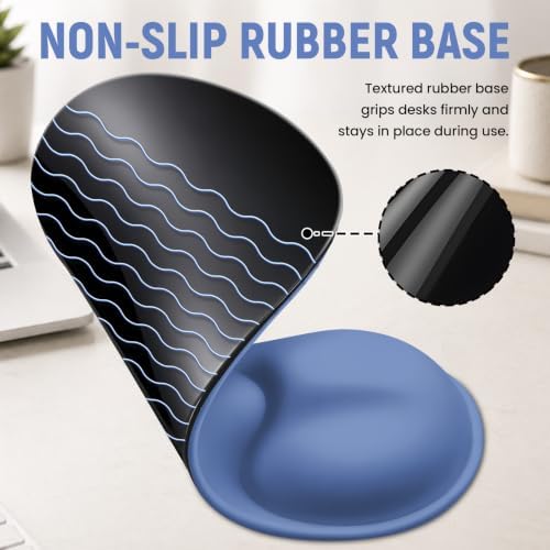 Ergonomic Mouse Pad with Wrist Rest, Gel Wrist Support, Blue Cat