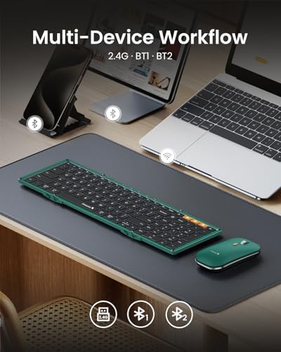 ProtoArc XKM01 Full-Size Foldable Keyboard Mouse Combo for Travel - Green