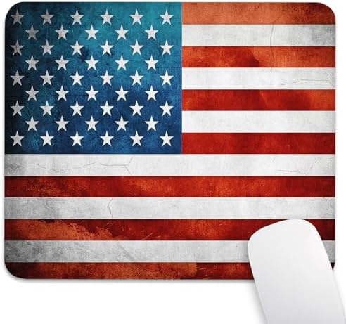 Vintage US Pride Flag Mouse Pad, Rustic Retro Patriotic American Desk Mat