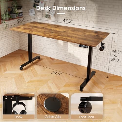 Monomi Electric Standing Desk 48”x24”, Height Adjustable Desk with Wheels