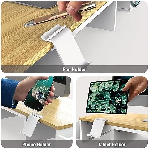 Simple Houseware Desk Dual Monitor Stand Riser with Drawer, Oak