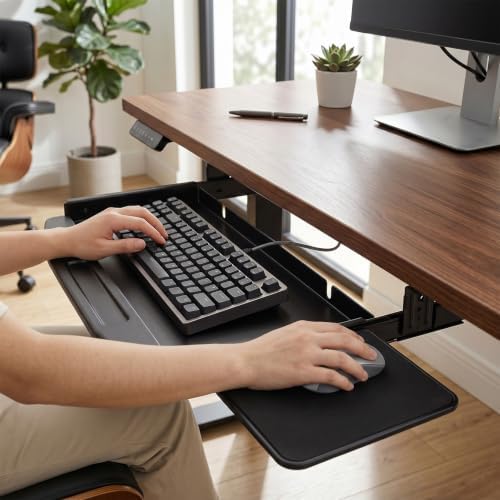 Aptliton Heavy-Duty Slide-Out Under Desk Keyboard Tray, WithMouse Platform