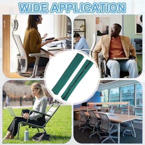 PATIKIL 22x4.3 in Office Chair Armrest Covers, 2 Pair Office Chair Arm Covers Long Computer Chairs Arm Rest Cover with Zipper Removable Rest Slipcover Hand Rest Protector, Forest Green