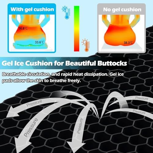 Gel Seat Cushion for Long Sitting Pressure Relief(Super Large & Thick) - Gel Cushions for Office Chairs - Tailbone Pain Relief Cushion, Sciatica & Back Support, Wheelchair Cushions & Car Seat Cushion